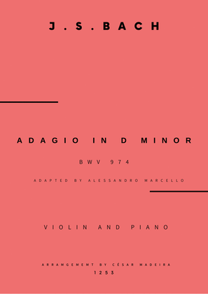 Book cover for Adagio (BWV 974) - Violin and Piano (Full Score and Parts)