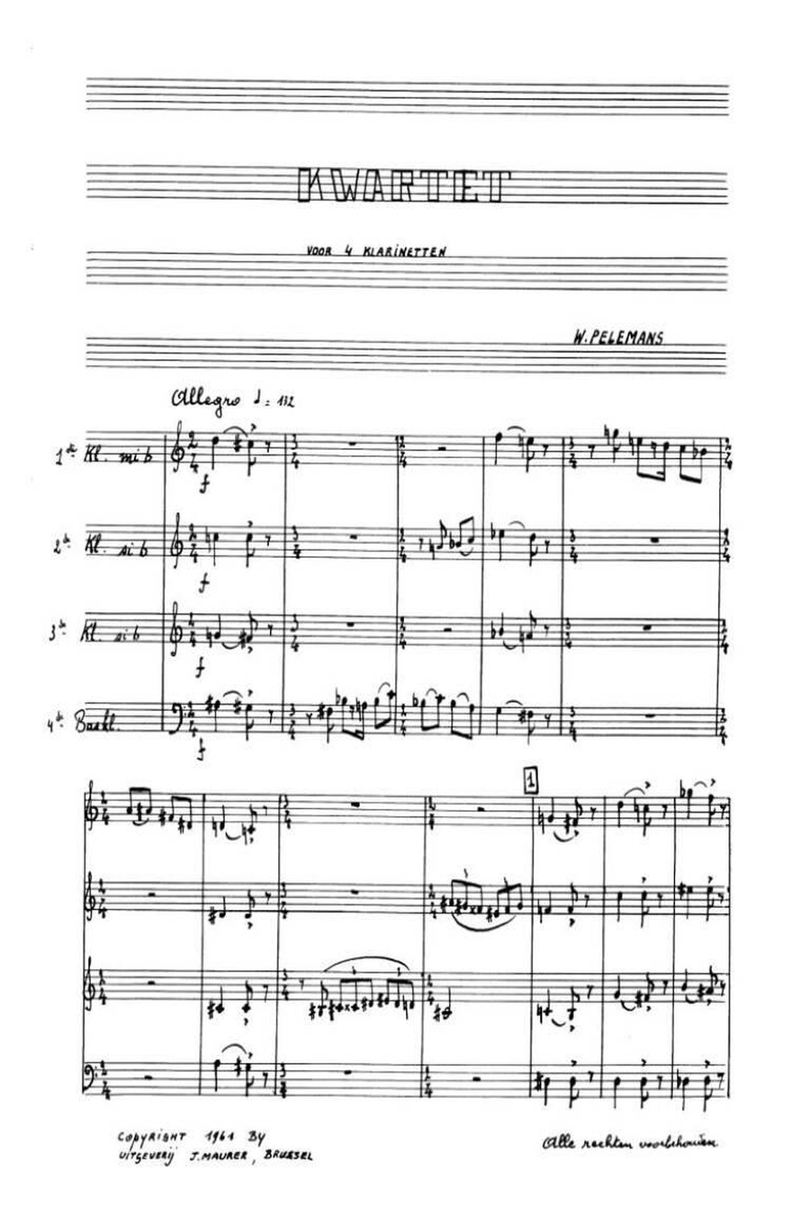 Kwartet No 1 Clarinet Quartet scores gallery preview page 1