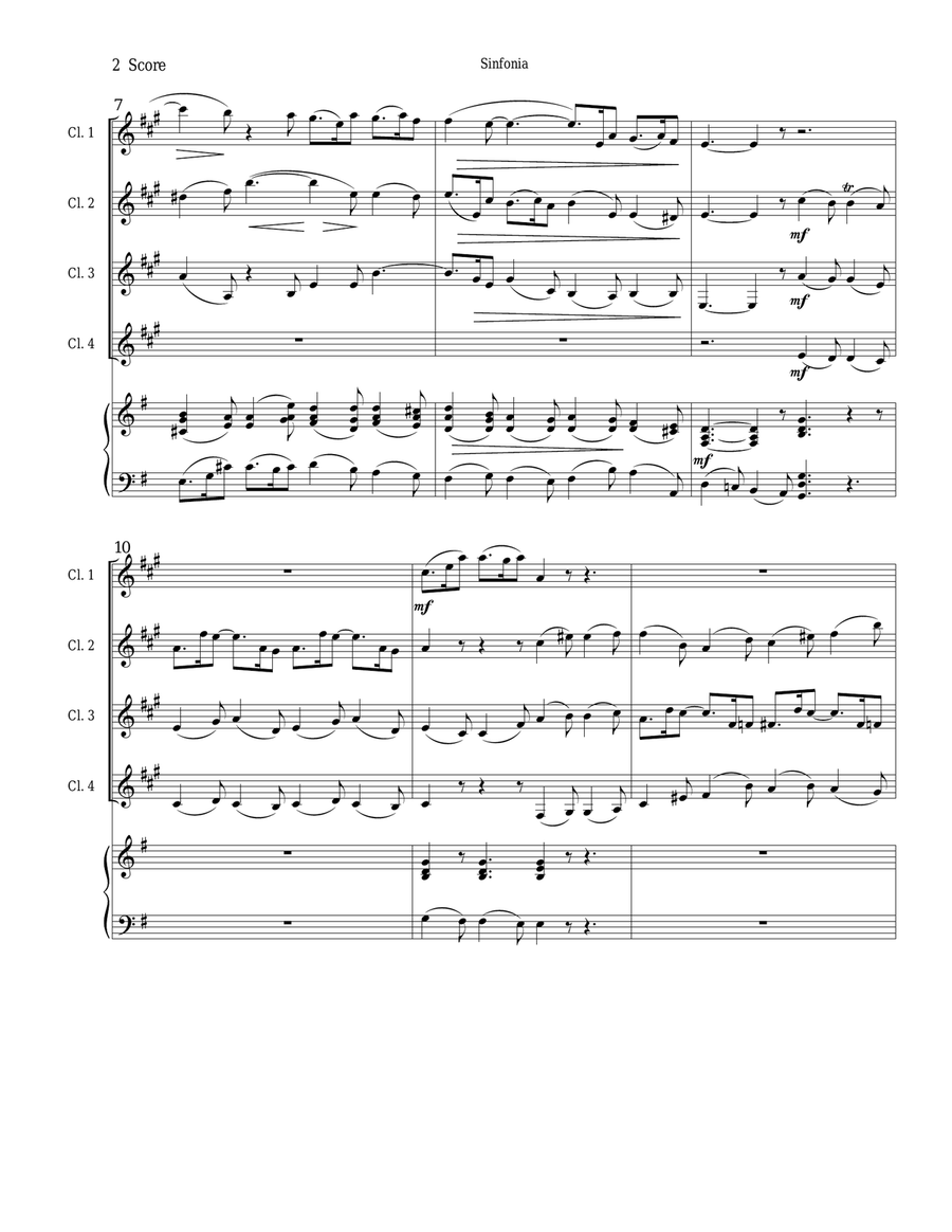 Sinfonia from Bach's Christmas Oratorio for clarinet quartet Clarinet Quartet scores gallery preview page 2