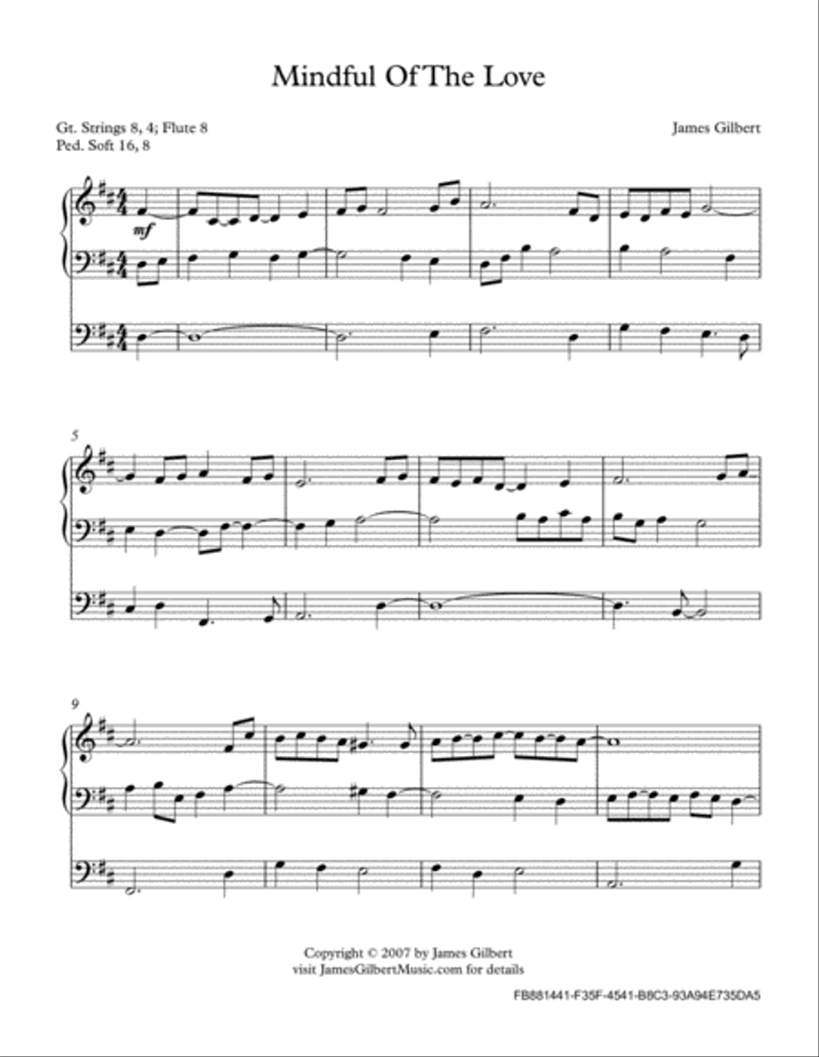 Mindful Of The Love Organ Solo scores gallery preview page 2