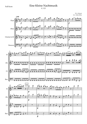 Eine kleine Nachtmusik (W.A. Mozart) for Woodwind Quartet (Simplified)