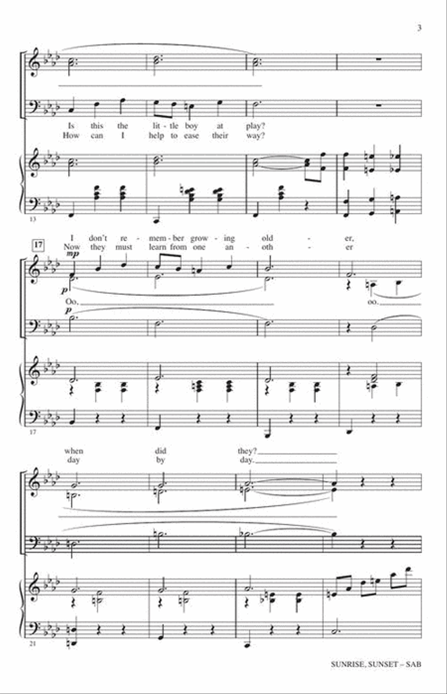 Sunrise, Sunset 3-Part scores gallery preview page 4