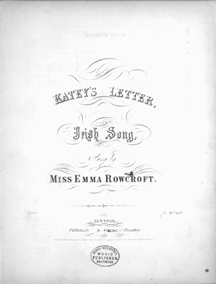 Katey's Letter. Irish Song