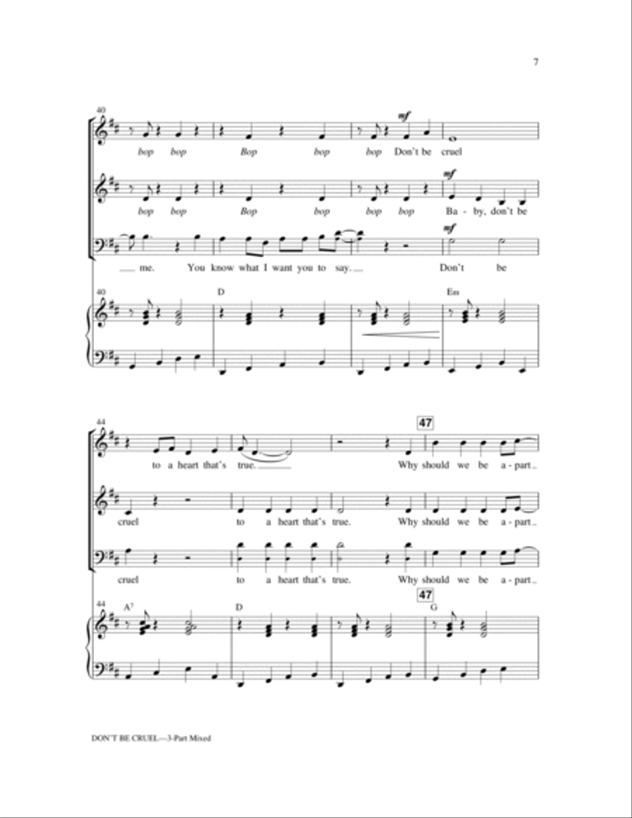Don't Be Cruel (To A Heart That's True) 3-Part scores gallery preview page 6