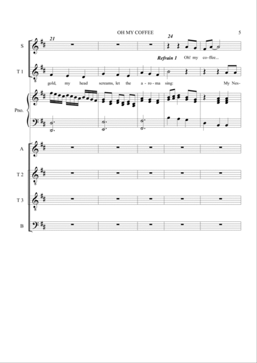 Oh My Coffee Tenor Voice scores gallery preview page 5