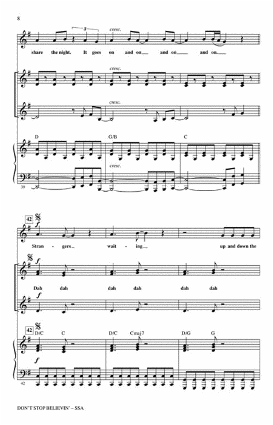 Don't Stop Believin' SSA scores gallery preview page 3