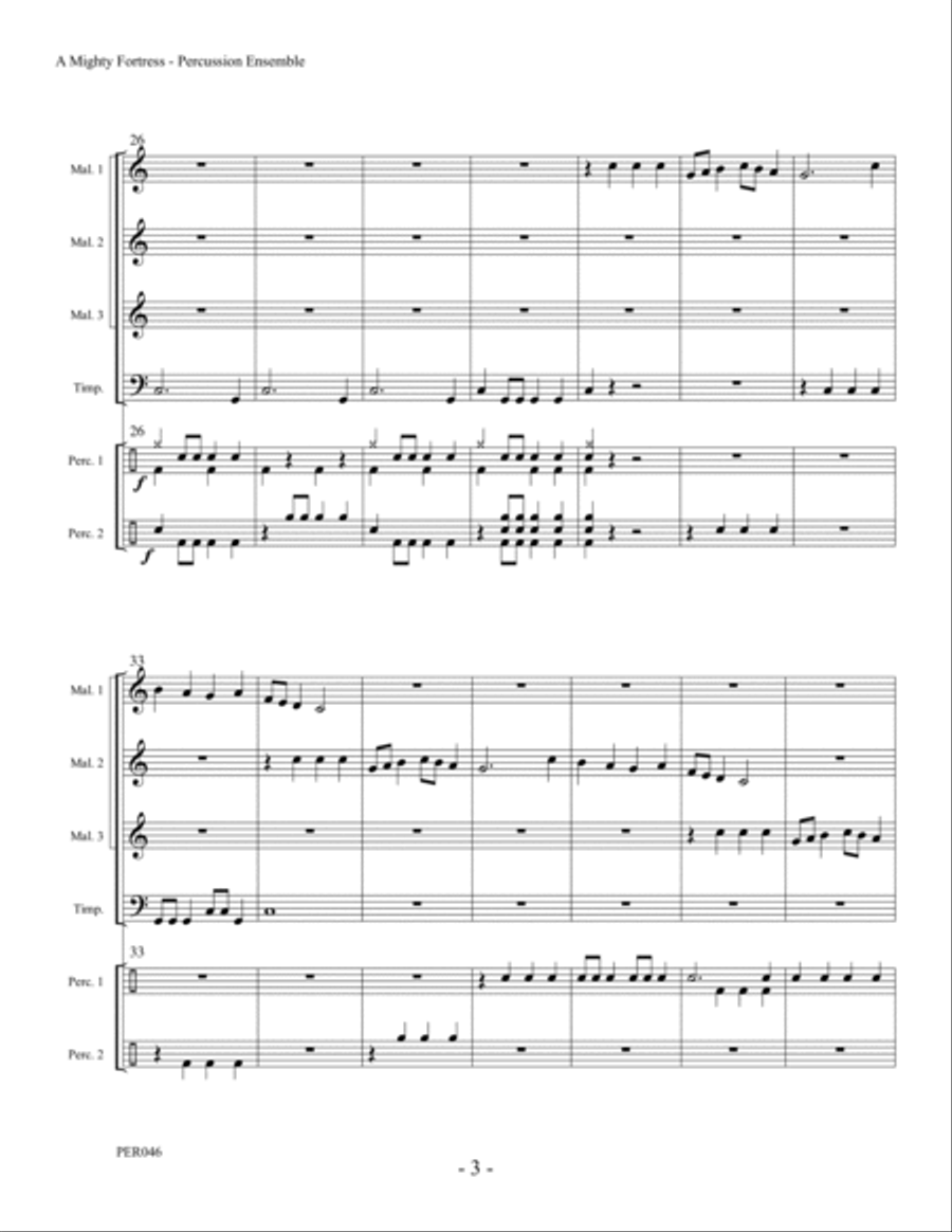 A MIGHTY FORTRESS - PERCUSSION ENSEMBLE Percussion Ensemble scores gallery preview page 3