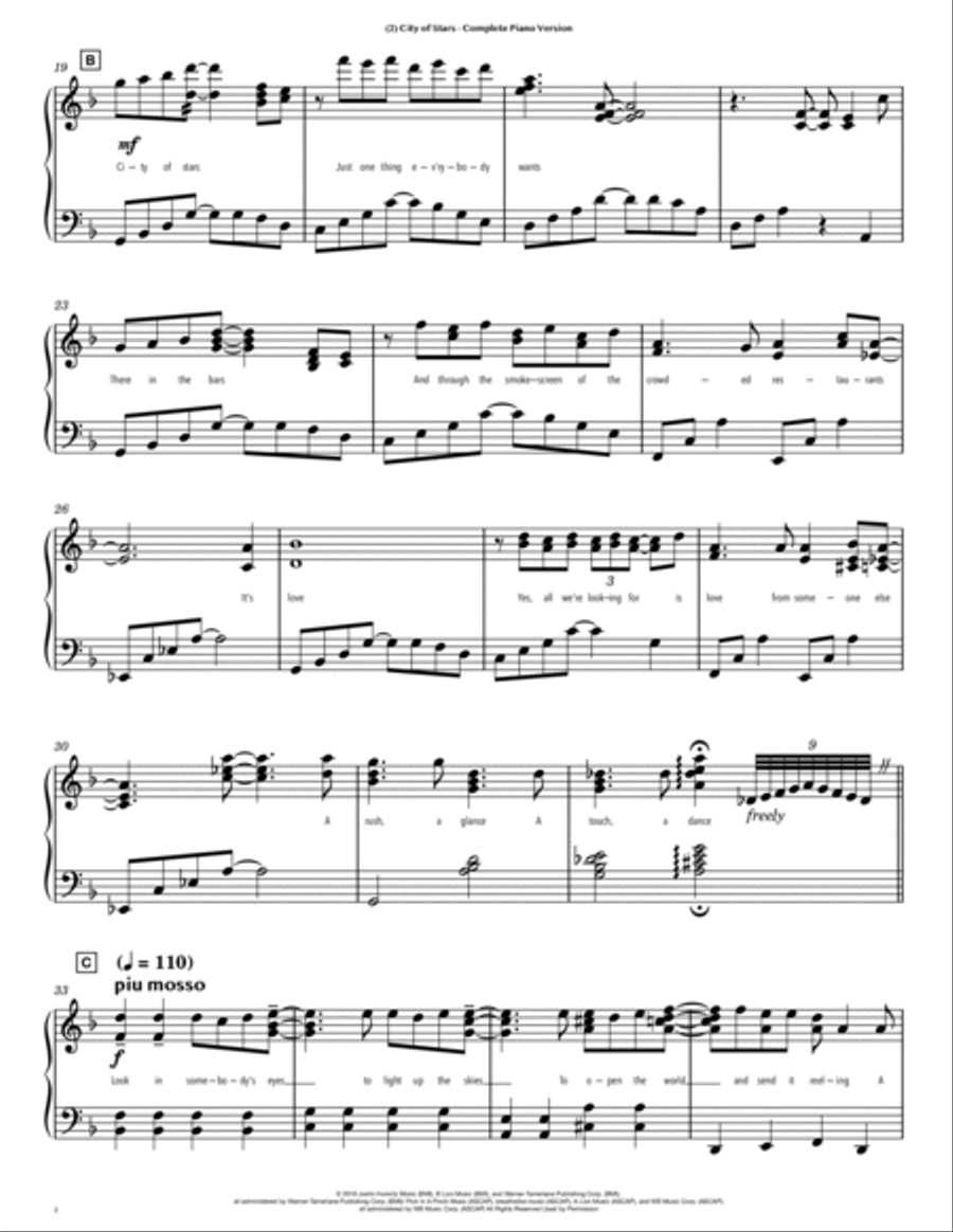 City Of Stars Piano Solo scores gallery preview page 2
