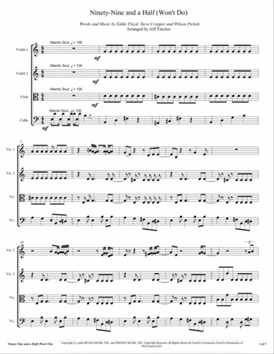 Ninety-Nine And A Half (Won't Do) String Quartet scores gallery preview page 2