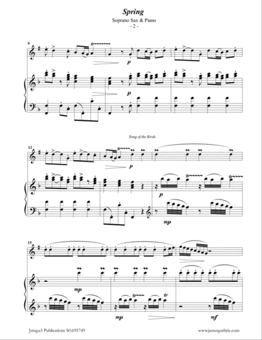 Vivaldi: The Four Seasons Complete for Soprano Sax & Piano Soprano Saxophone scores gallery preview page 2