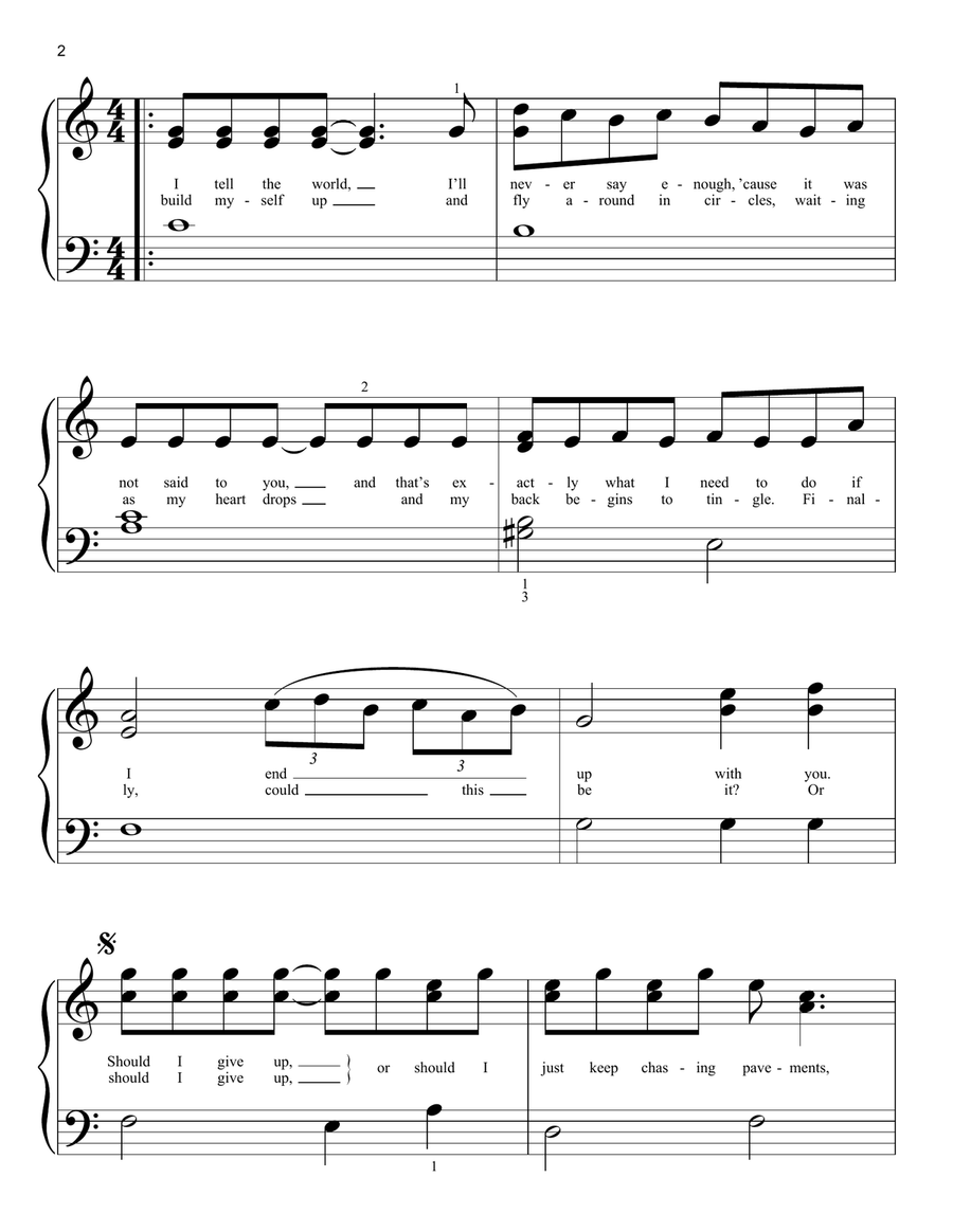 Chasing Pavements Chasing Pavements Easy Piano scores gallery preview page 2