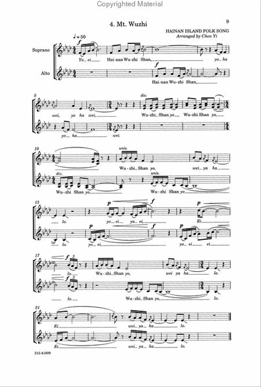 Chinese Mountain Songs SSAA scores gallery preview page 3