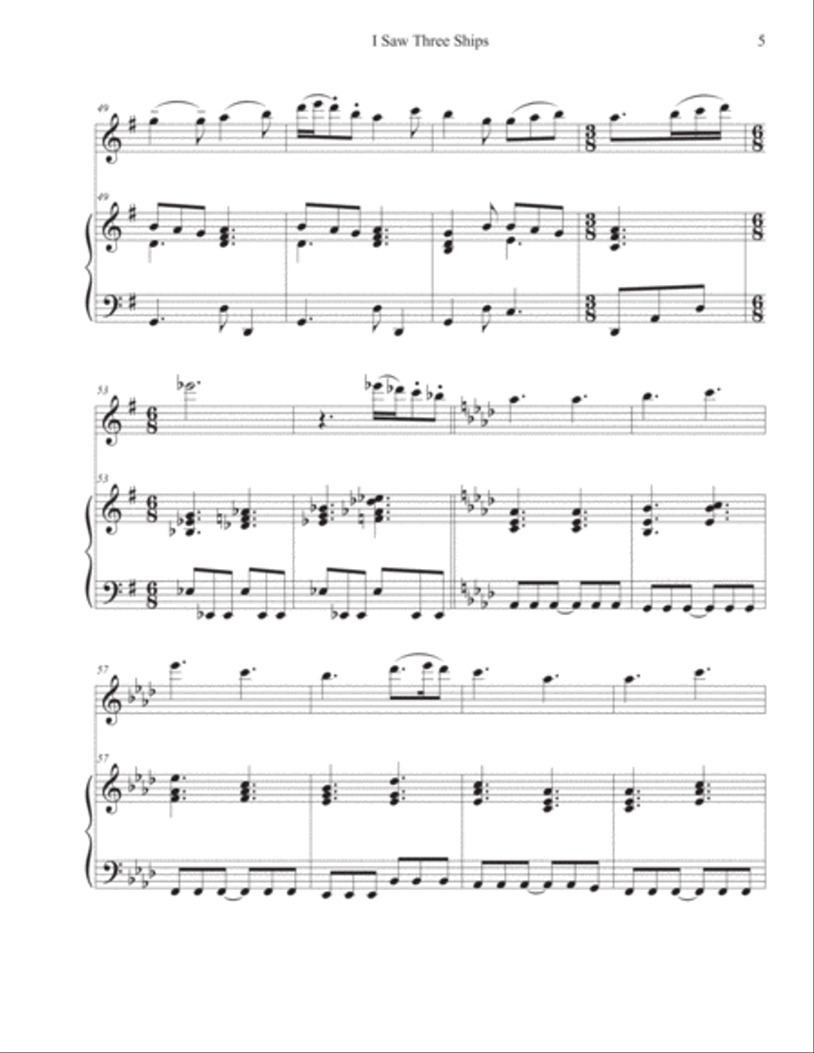 I Saw Three Ships (Violin-Piano) Violin Solo scores gallery preview page 5