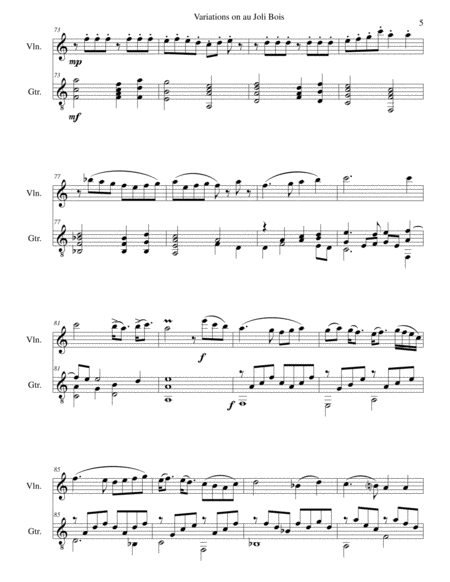 Variations on au Joli Bois for violin and guitar image number null