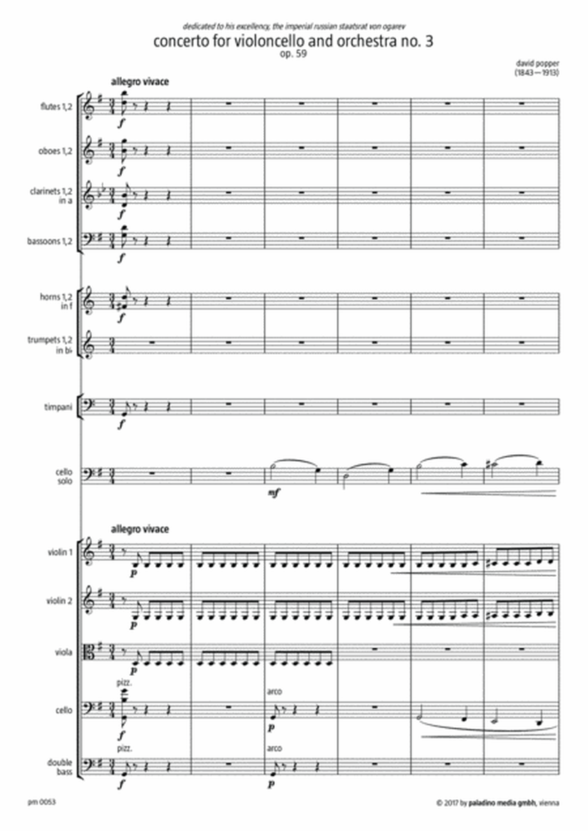 Concerto for Violoncello and Orchestra No. 3 in G Major, Op. 59 - Score Only