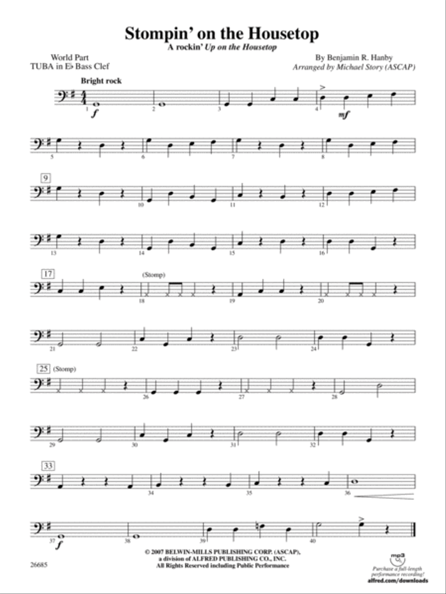 Stompin' on the Housetop: (World Part) E-flat Tuba B.C. Concert Band scores gallery preview page 1