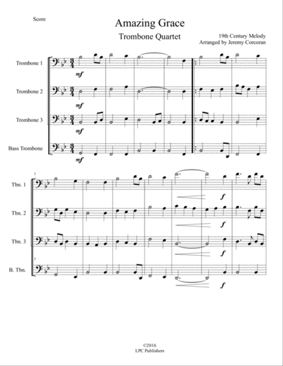 Amazing Grace for Trombone Quartet Trombone Quartet scores gallery preview page 2