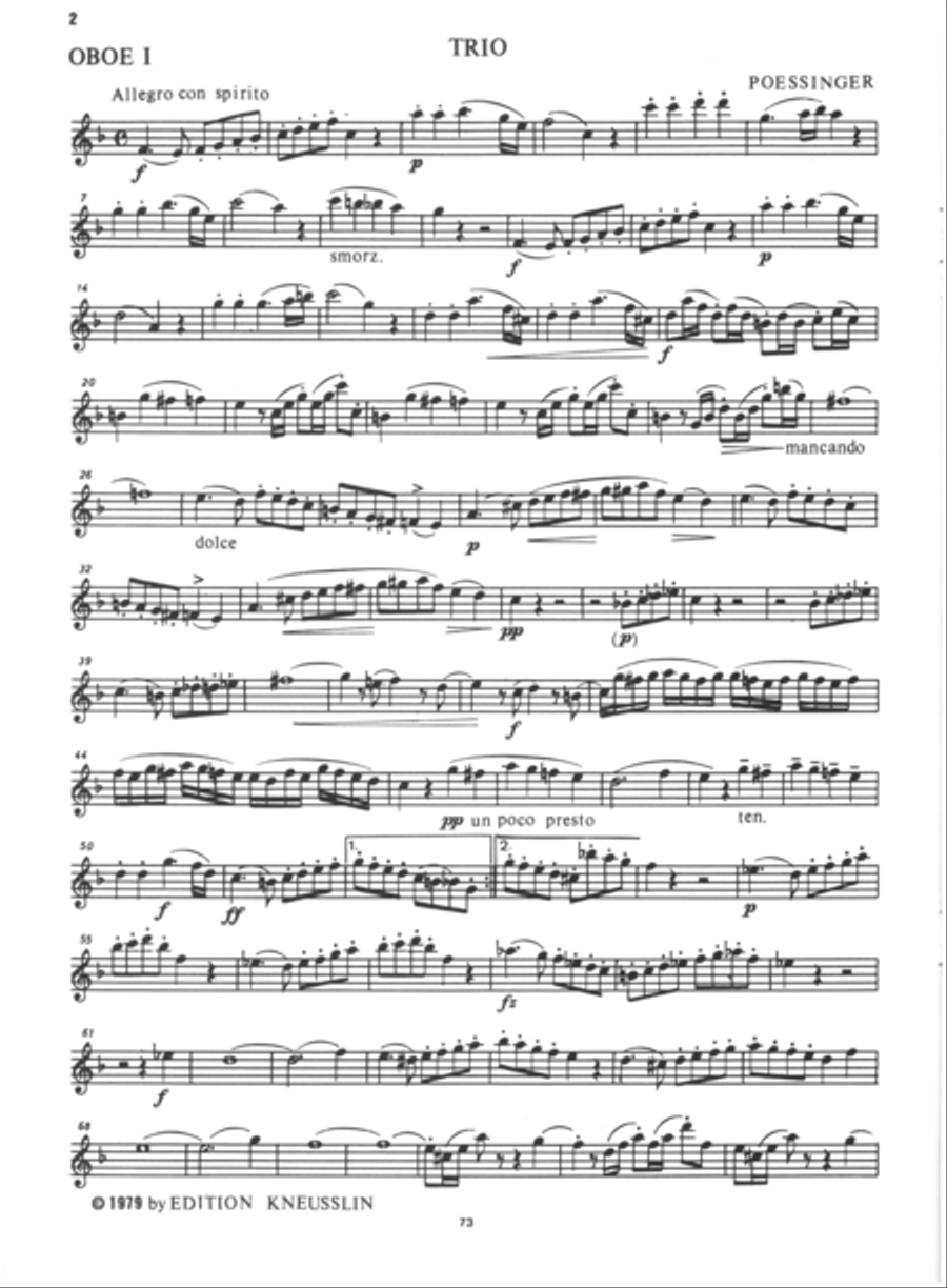 Trio for 2 oboes and cor anglais Woodwind Trio Sheet Music Sheet Music Plus