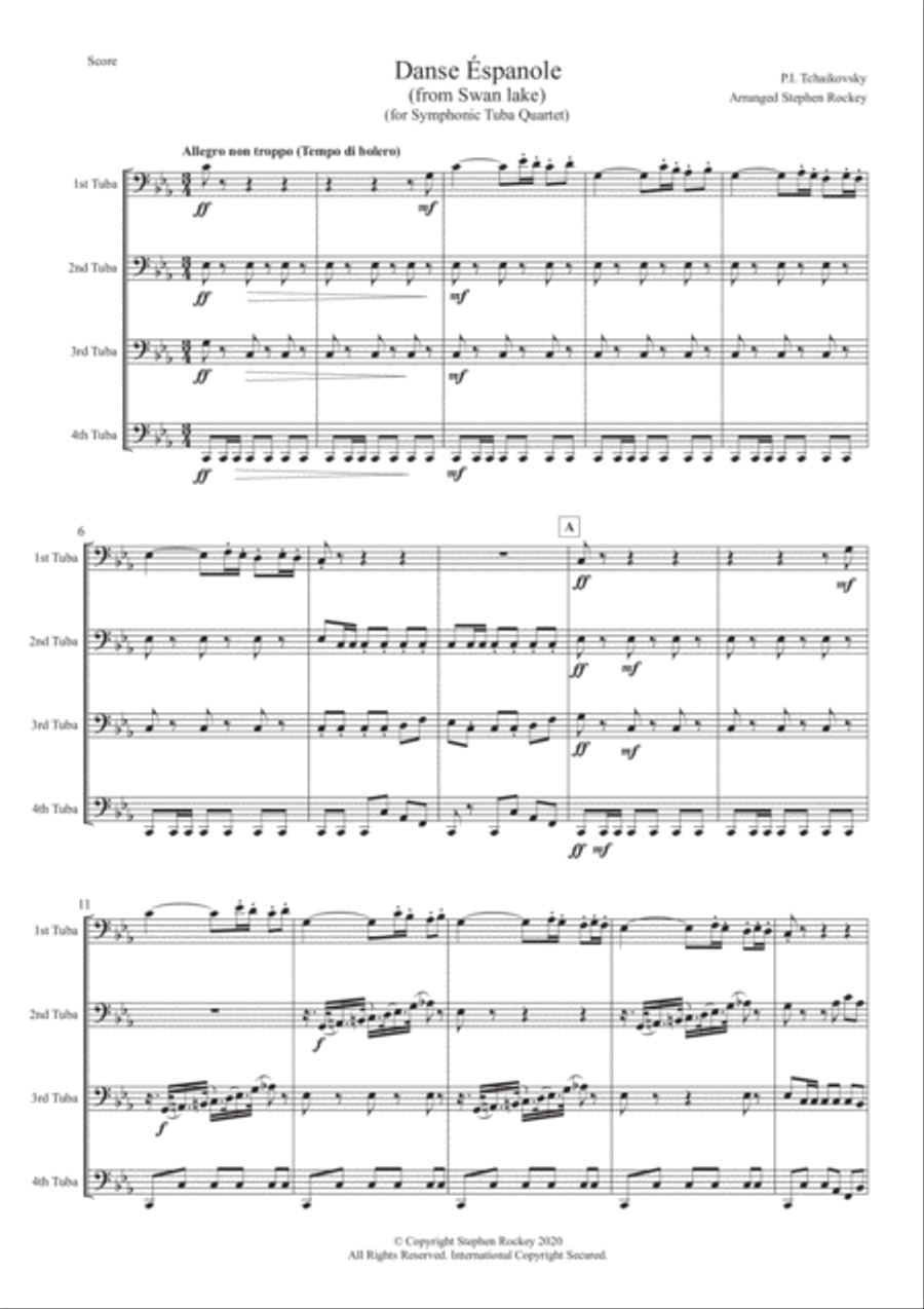 Spanish Dance from Swan Lake for Symphonic Tuba Quartet Tuba Quartet scores gallery preview page 3