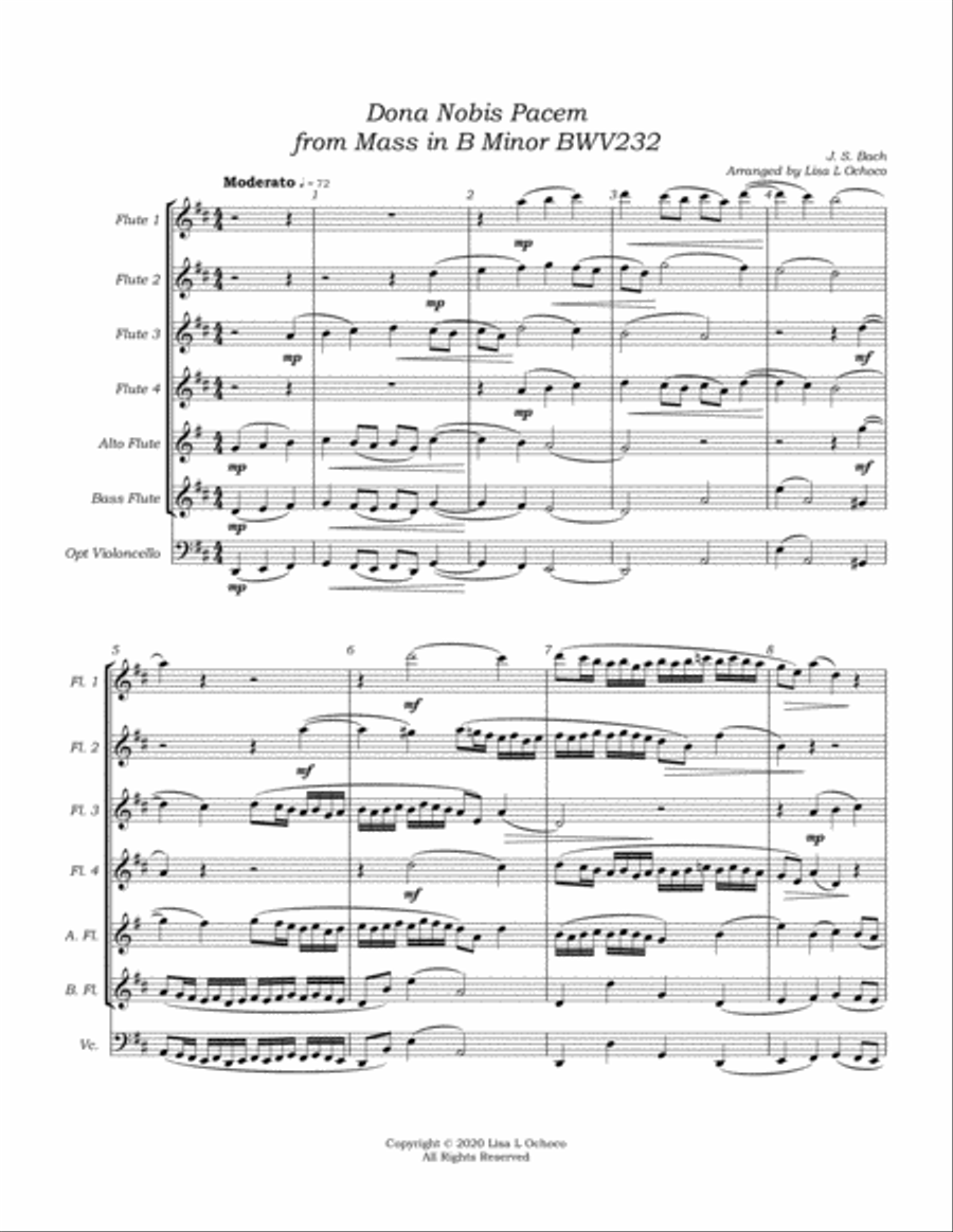 Dona Nobis Pacem from Mass in B Minor BWV 232 for Flute Choir Flute Choir scores gallery preview page 5