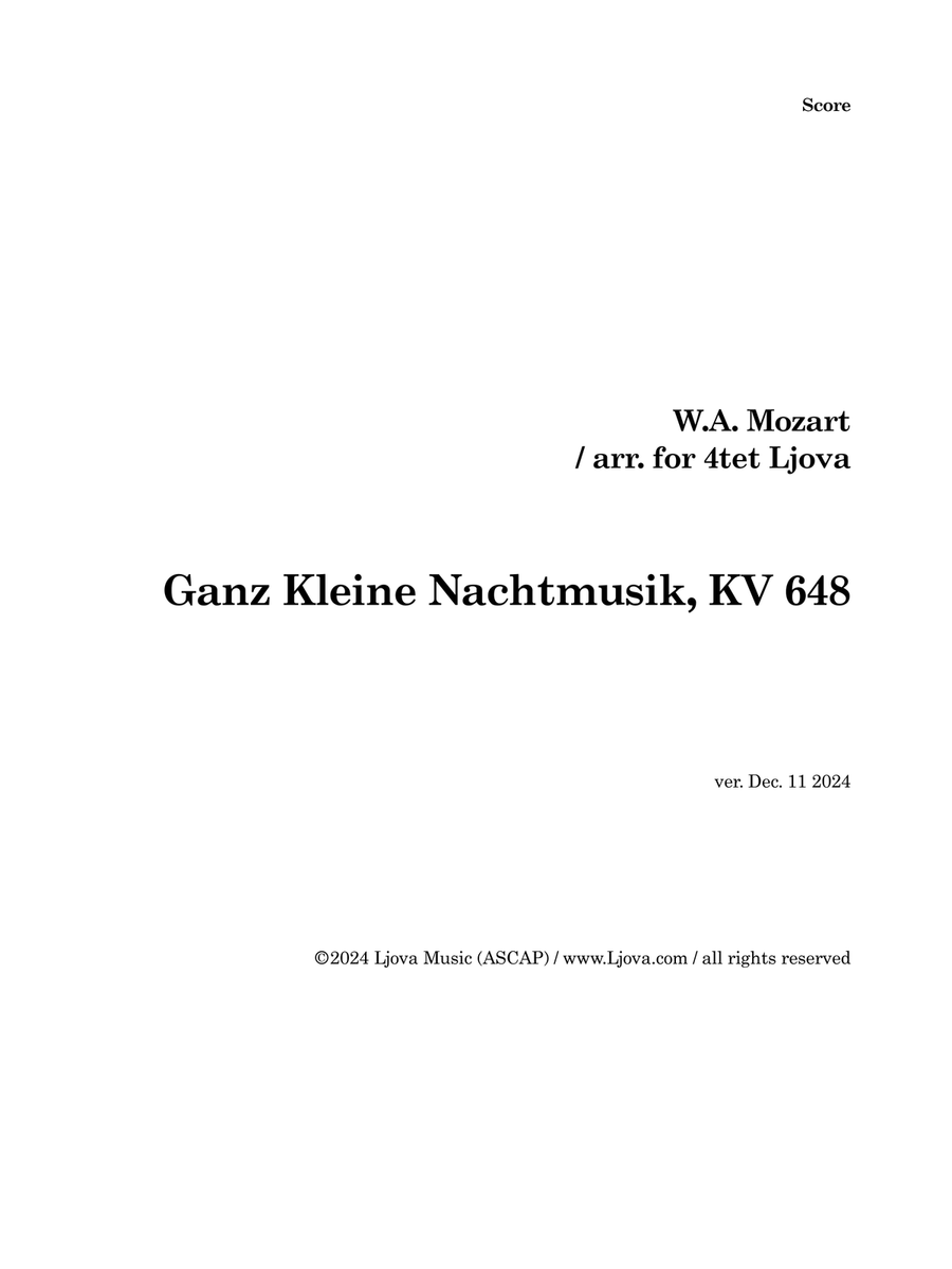 Ganz Kleine Nachtmusik, KV 648 String Trio scores gallery preview page 1