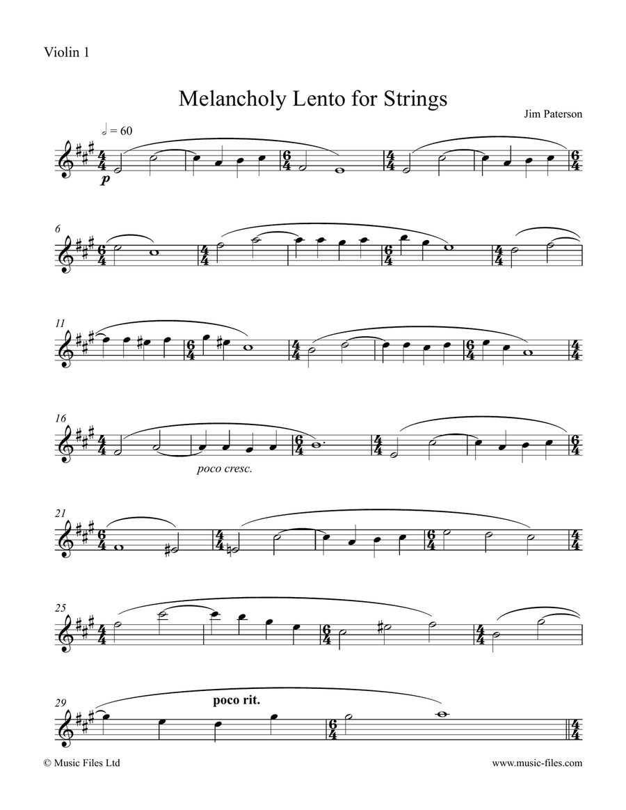 Melancholy Lento - String Quintet String Orchestra scores gallery preview page 4
