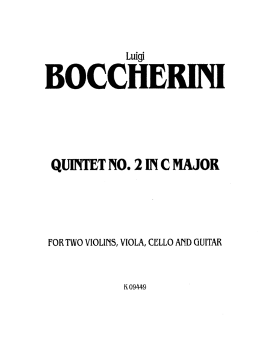 Boccherini: Second Quintet in C Major, for Two Violins, Viola, Cello and Guitar Viola scores gallery preview page 1