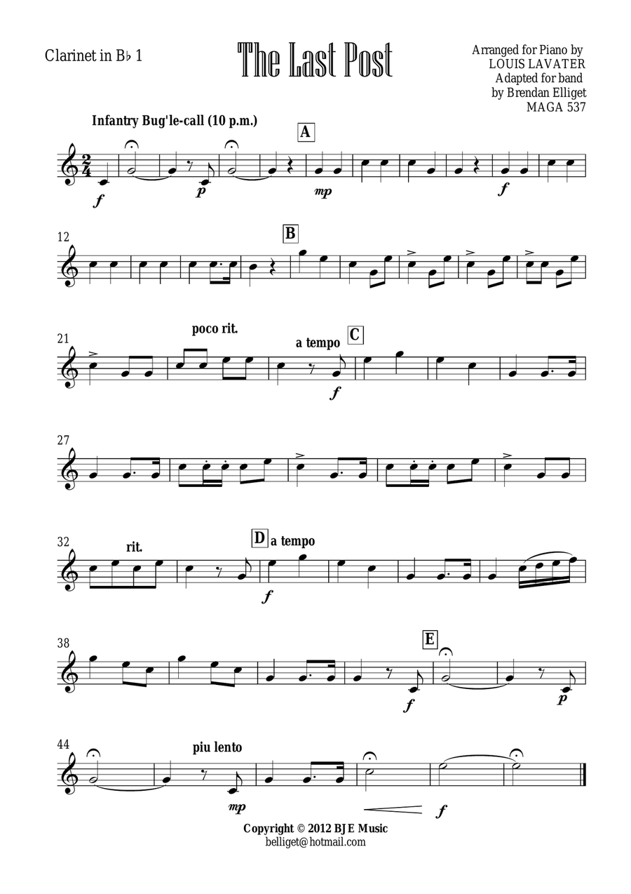 The Last Post - Solo Trumpet with Concert Band - Score and Parts PDF Concert Band scores gallery preview page 6