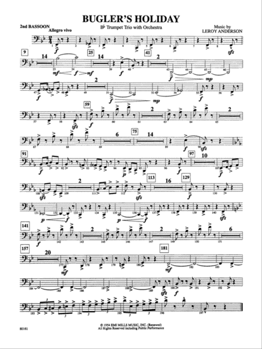 Bugler's Holiday: 2nd Bassoon Full Orchestra scores gallery preview page 1