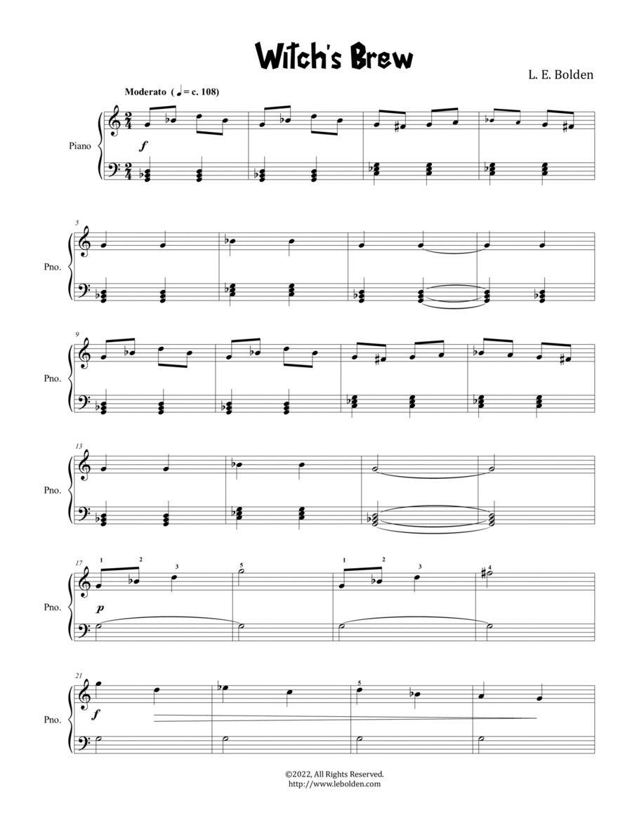 Witch's Brew Piano Solo scores gallery preview page 1