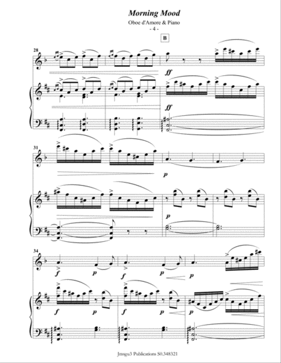 Grieg: Morning Mood from Peer Gynt Suite for Oboe d'Amore & Piano Oboe scores gallery preview page 5