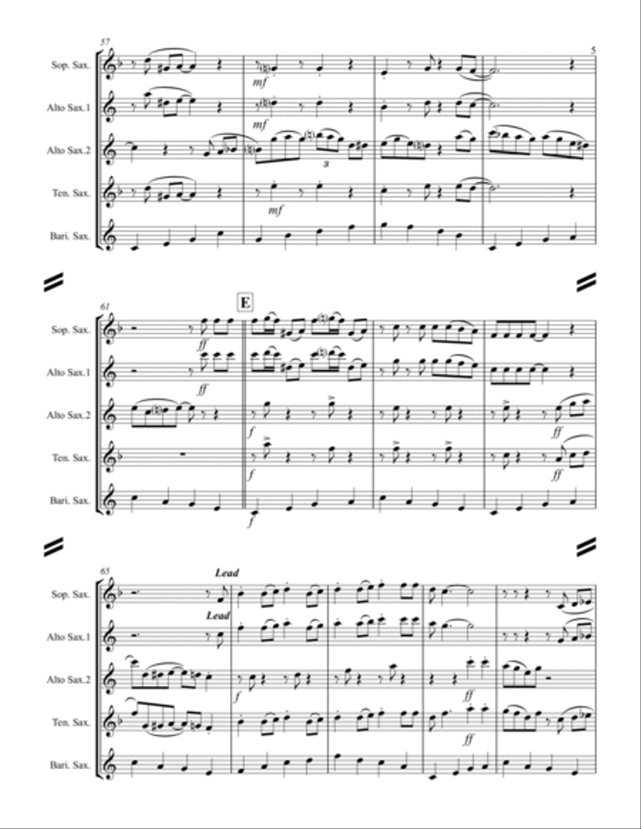 Boogie Woogie Bugle Boy Saxophone Quartet scores gallery preview page 6