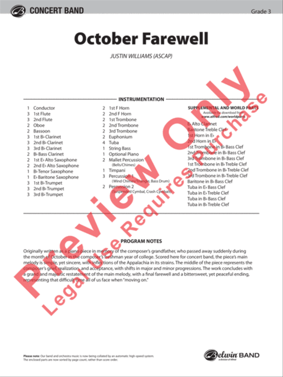 October Farewell October Farewell Concert Band scores gallery preview page 2