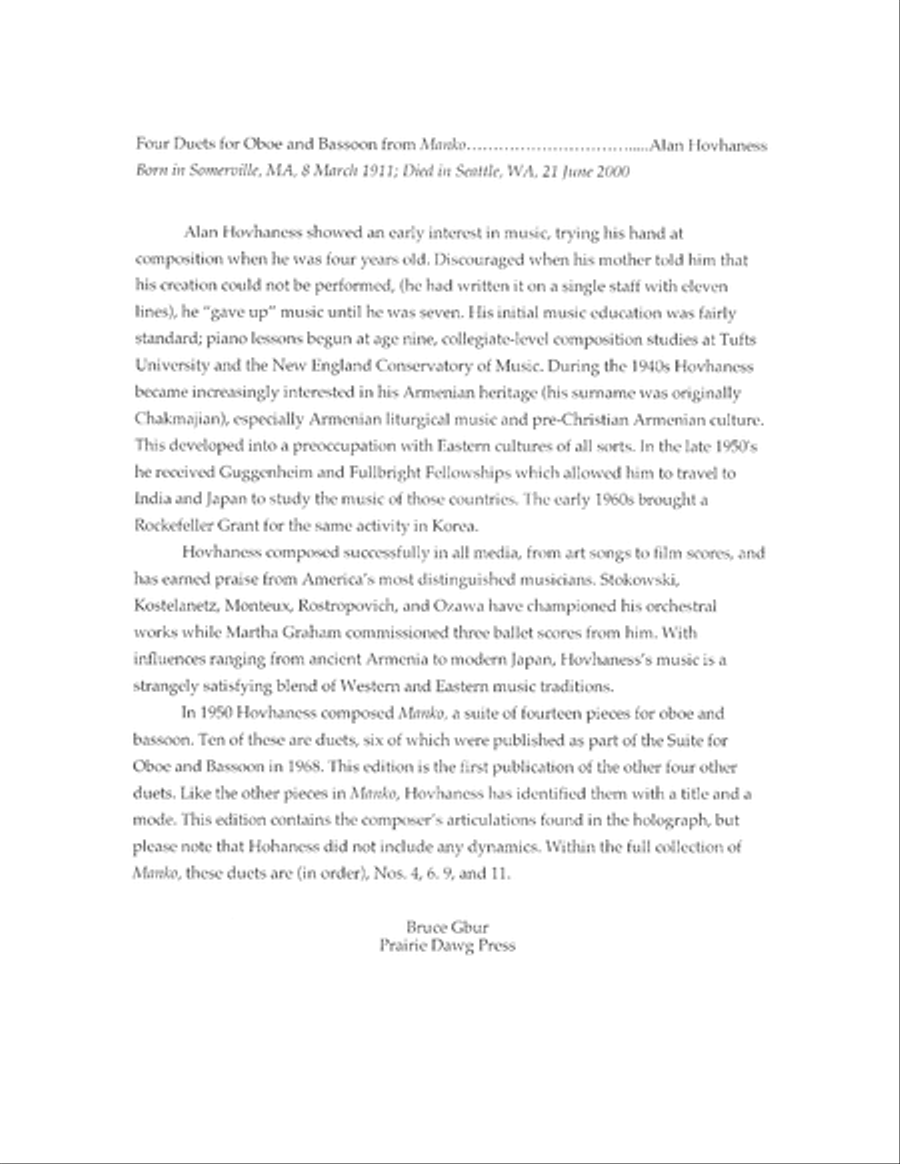 Four Duets for Oboe & Bassoon from Manko Woodwind Duet scores gallery preview page 3