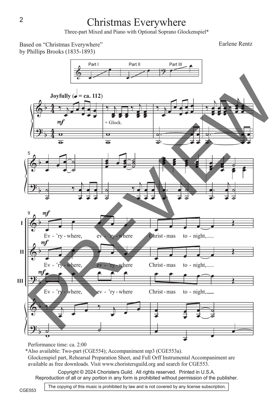 Christmas Everywhere (Three-part Mixed) 3-Part scores gallery preview page 3