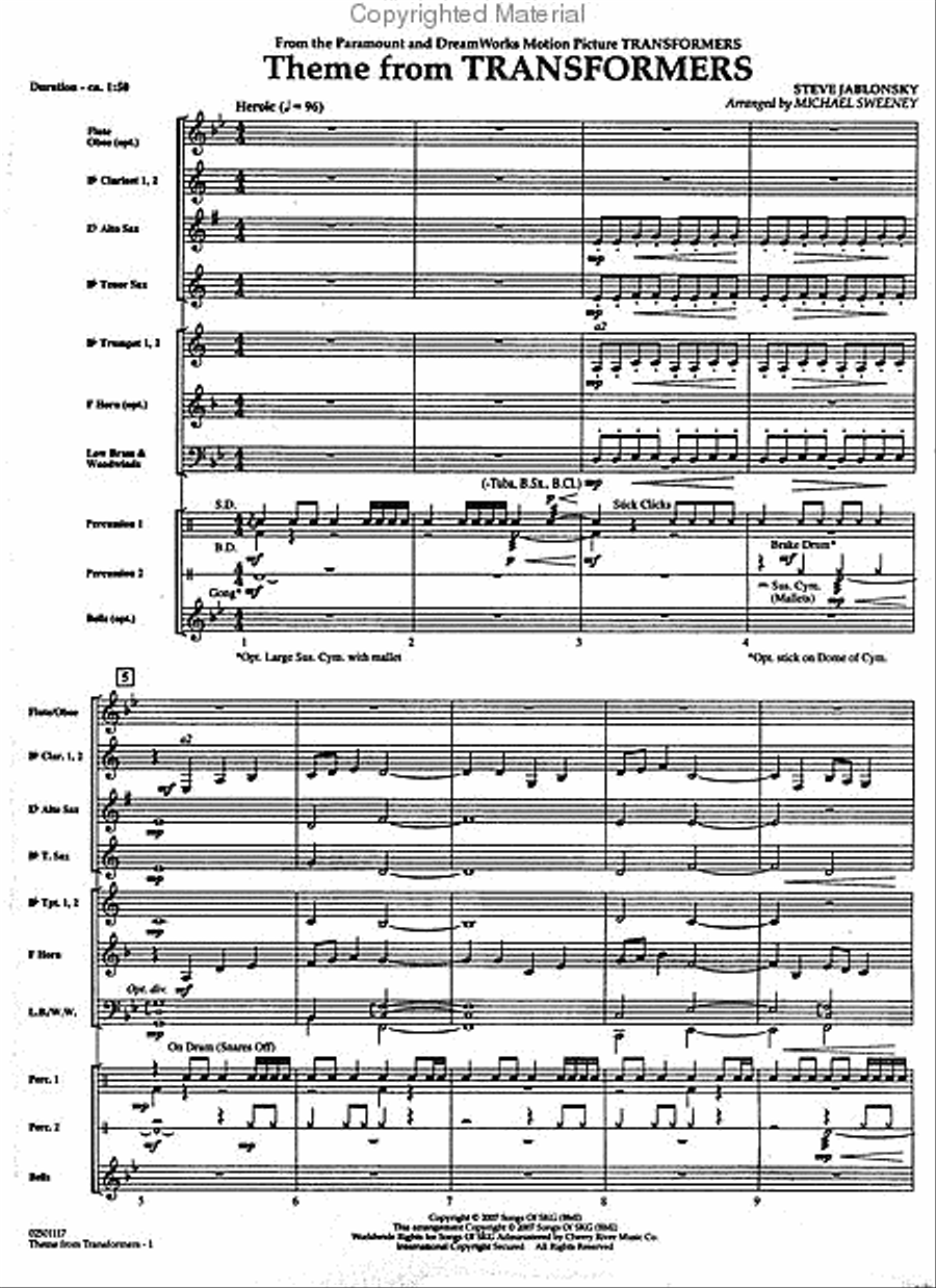 Theme from Transformers Concert Band scores gallery preview page 2
