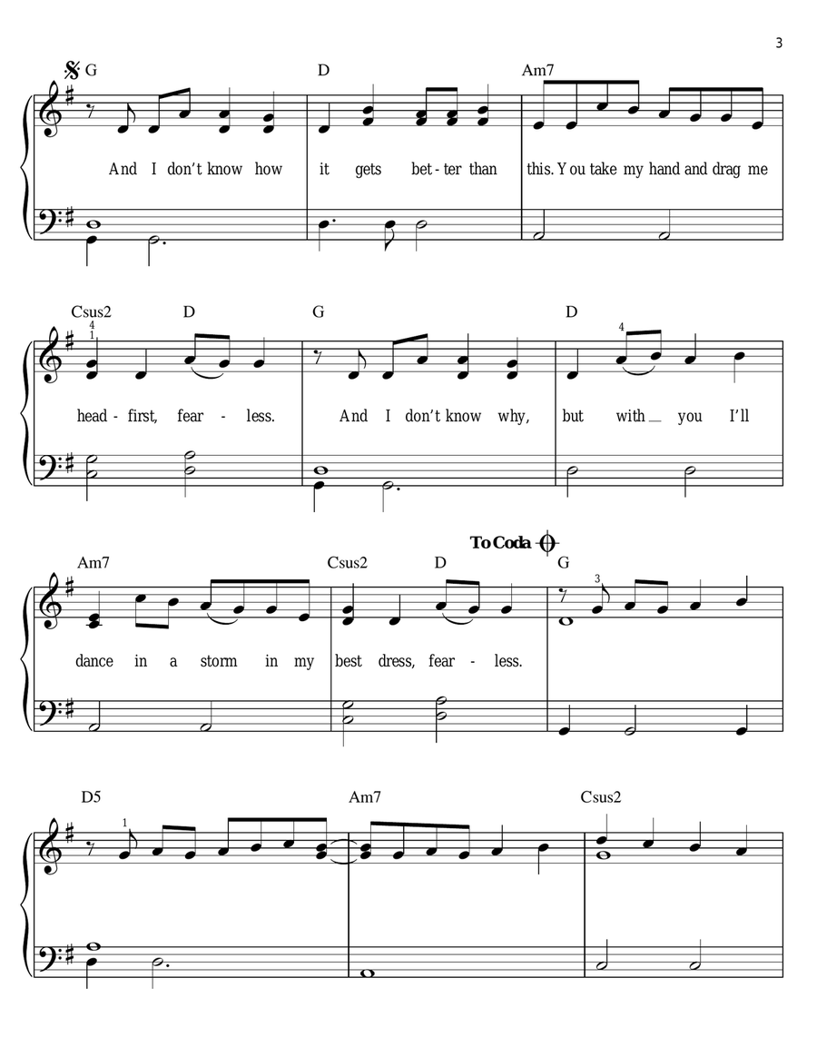 Fearless Easy Piano scores gallery preview page 3