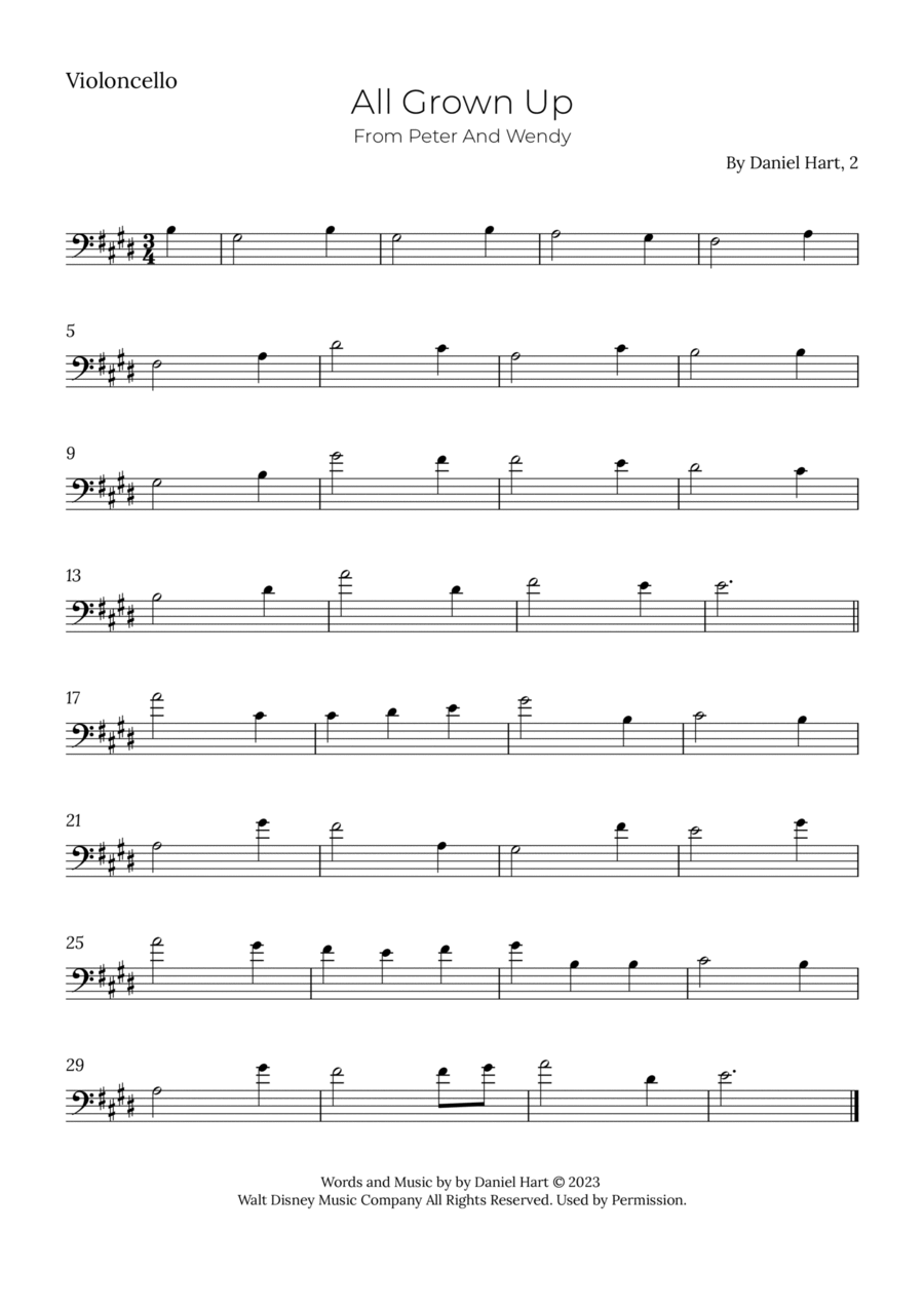 All Grown Up Cello Solo scores gallery preview page 1