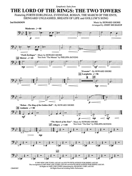 The Lord of the Rings: The Two Towers, Symphonic Suite from: 2nd Bassoon