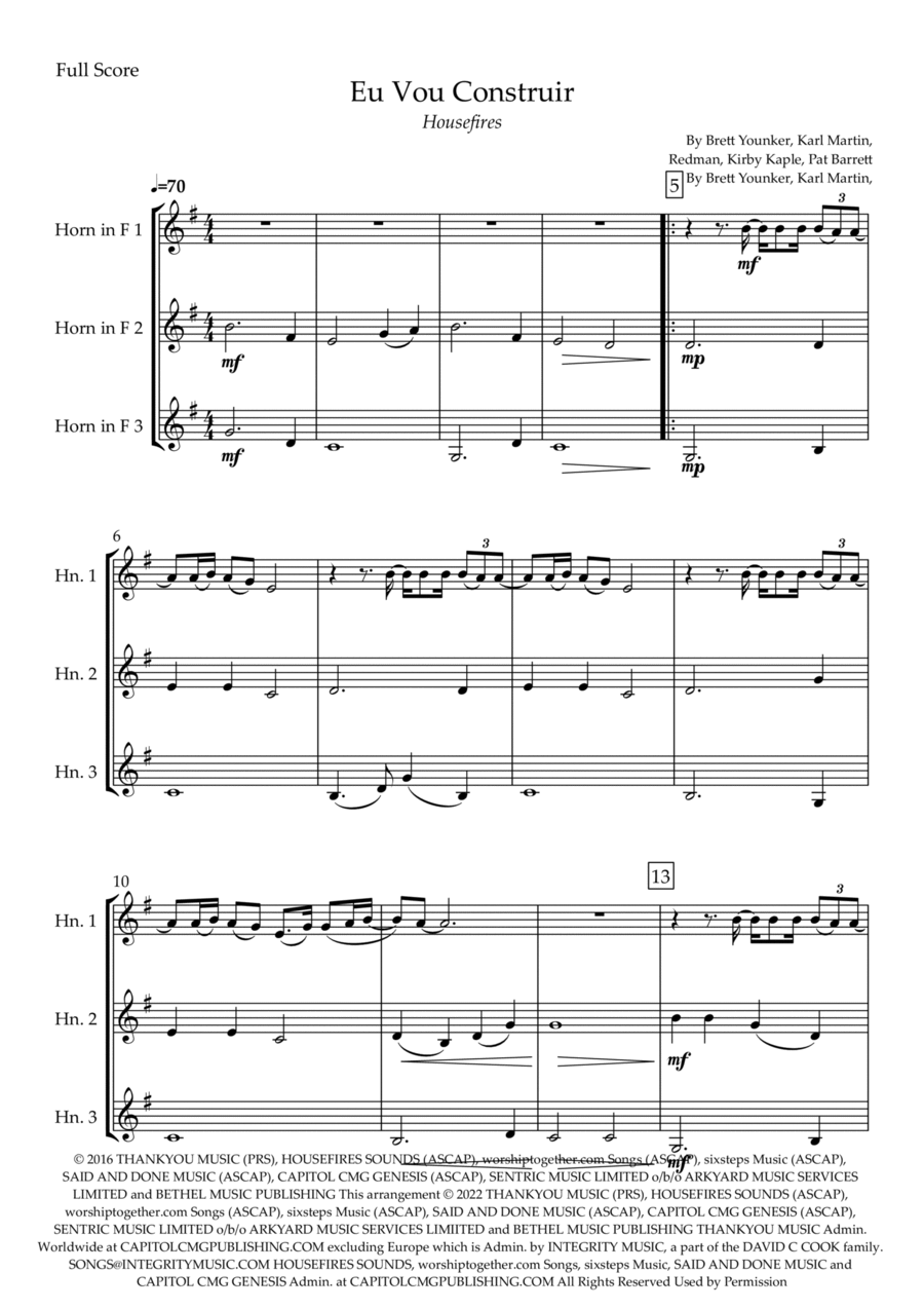 Build My Life Horn scores gallery preview page 1