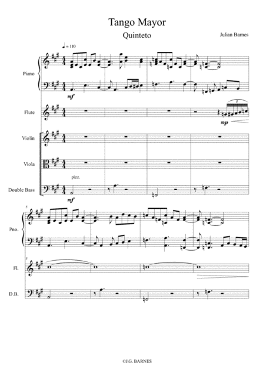 Tango Mayor Small Ensemble - Digital Sheet Music