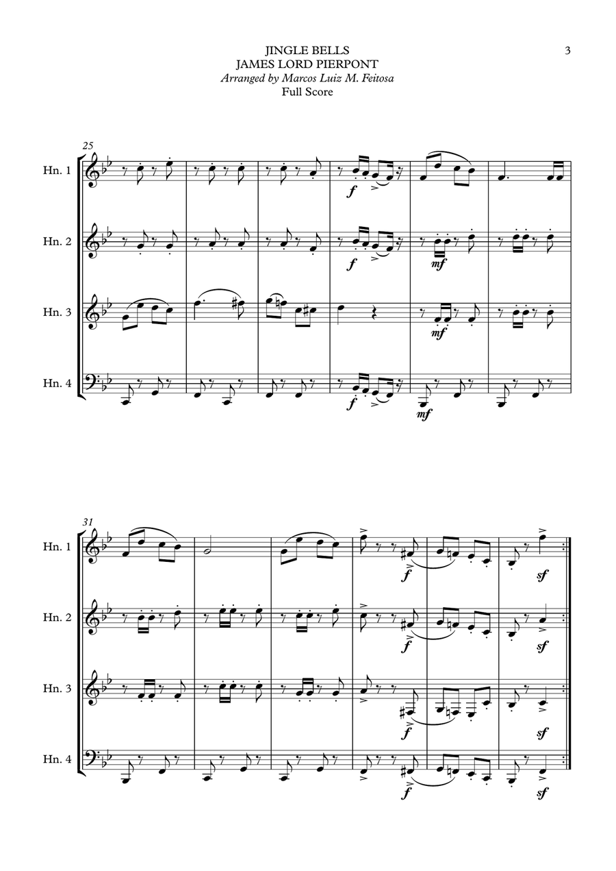 Christmas Song Collection (for Horn in F Quartet) - BOOK ONE Brass Quartet scores gallery preview page 5