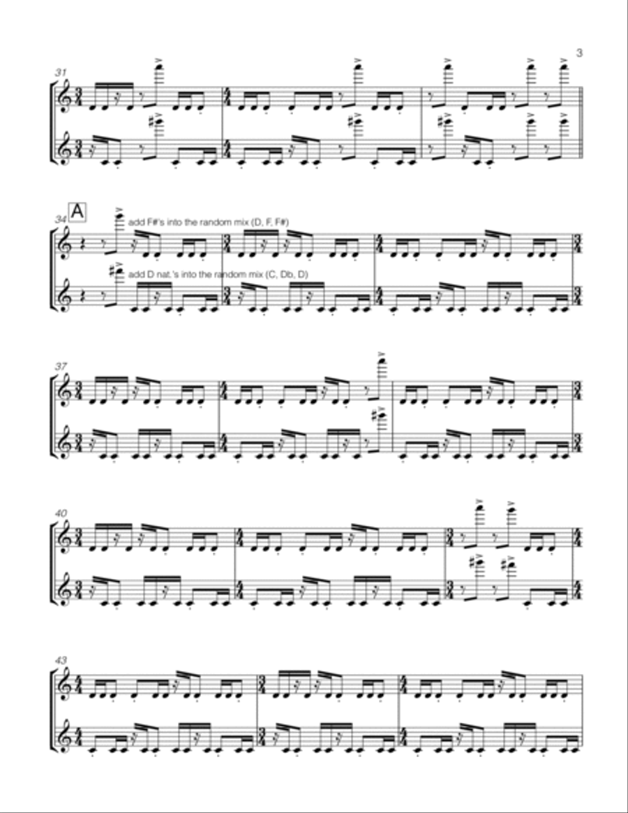 KNEE GAS (ON) for two baritone saxes Woodwind Duet scores gallery preview page 3