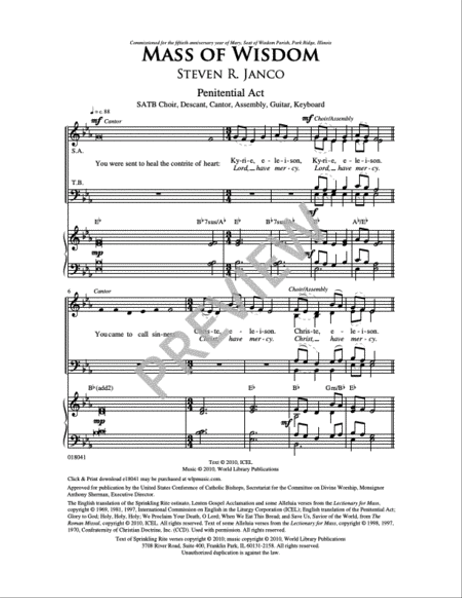 Mass of Wisdom - Choral Edition 4-Part scores gallery preview page 15