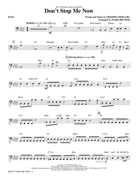 Don't Stop Me Now (arr. Mark Brymer) - Bass