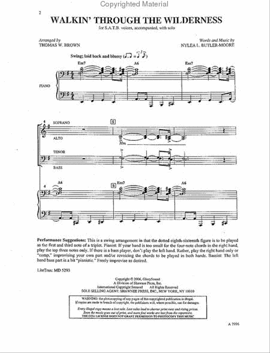 Walkin' Through the Wilderness 4-Part scores gallery preview page 2