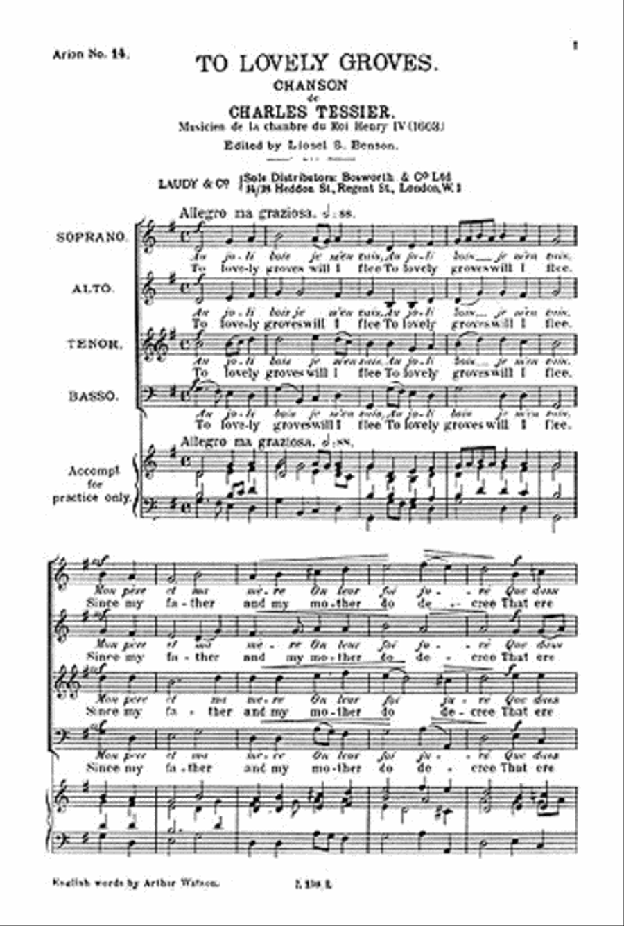 To Lovely Groves 4-Part scores gallery preview page 1