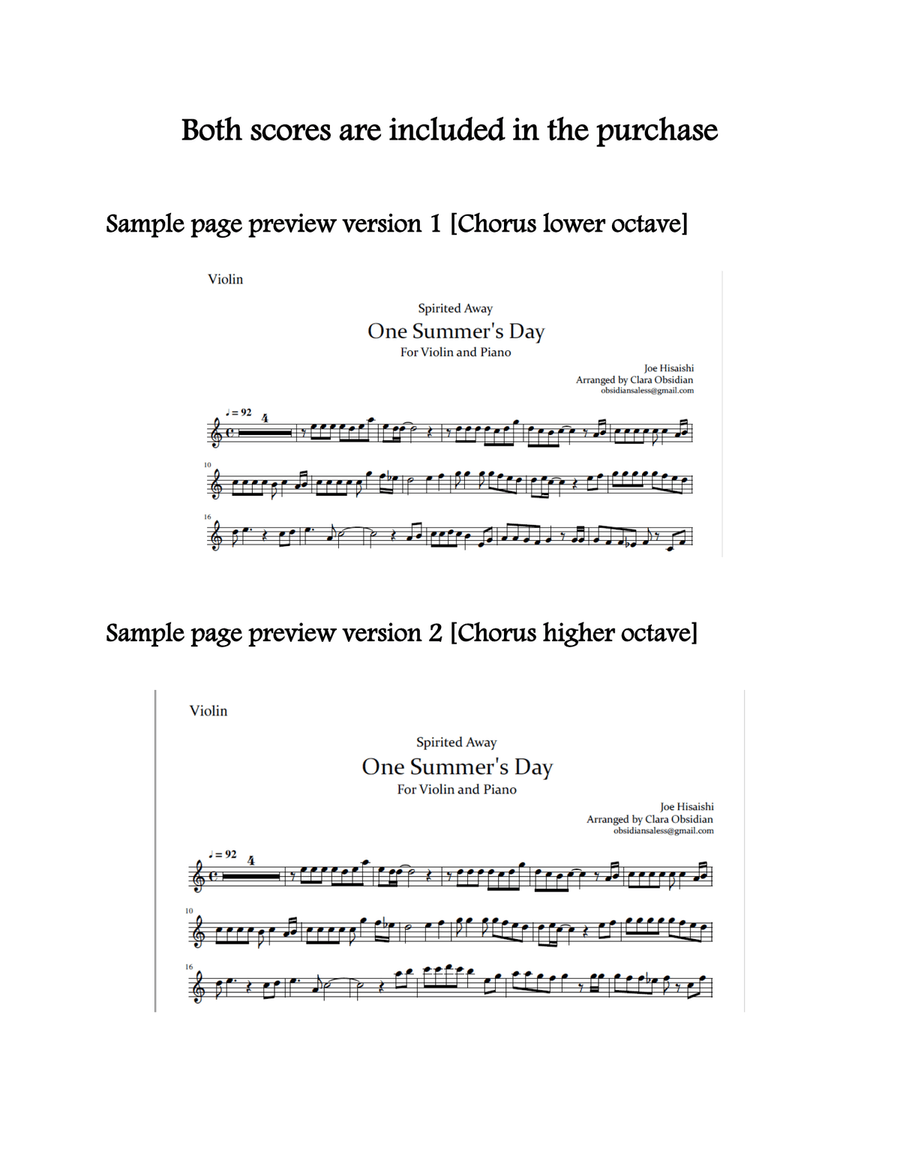 One Summer's Day Violin Solo scores gallery preview page 2