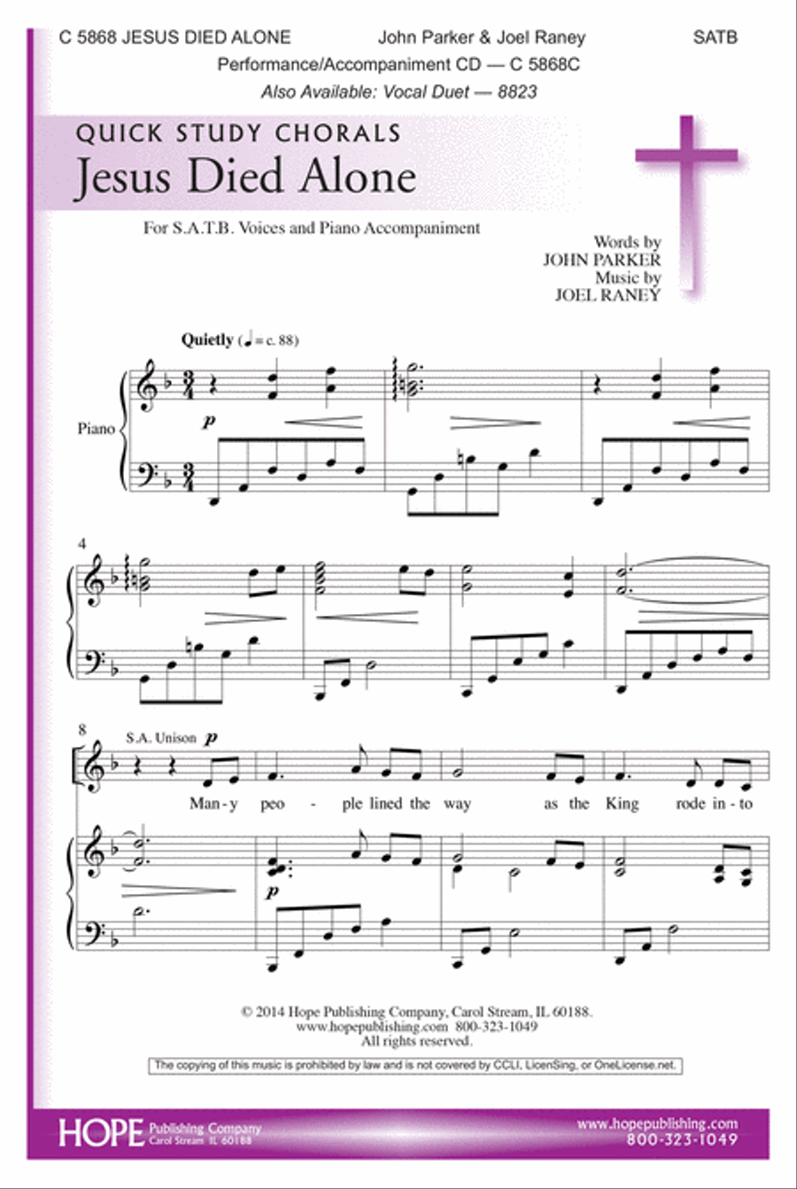 Jesus Died Alone 4-Part scores gallery preview page 1