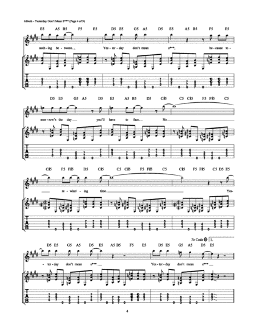 Yesterday Don't Mean S*** Electric Guitar scores gallery preview page 4